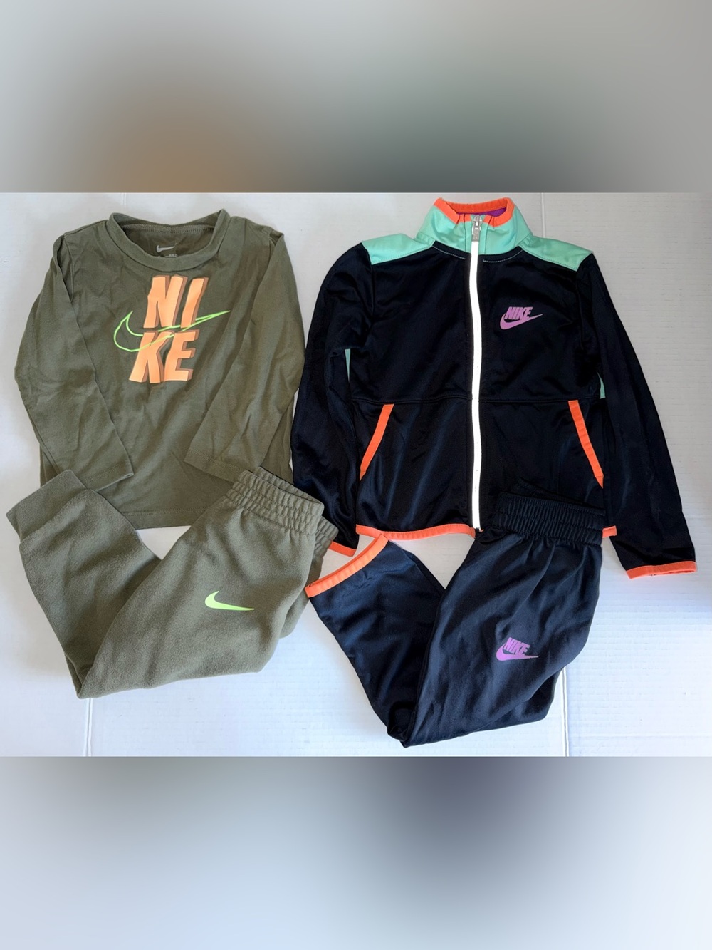 NIKE TODDLER MATCHING SETS Zip Up Jacket Sweat Suit + Jogger Pants & Shirt 24 2T